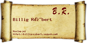 Billig Róbert névjegykártya